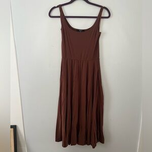 Brown Quince Tencel Jersey Fit and Flair Midi Dress